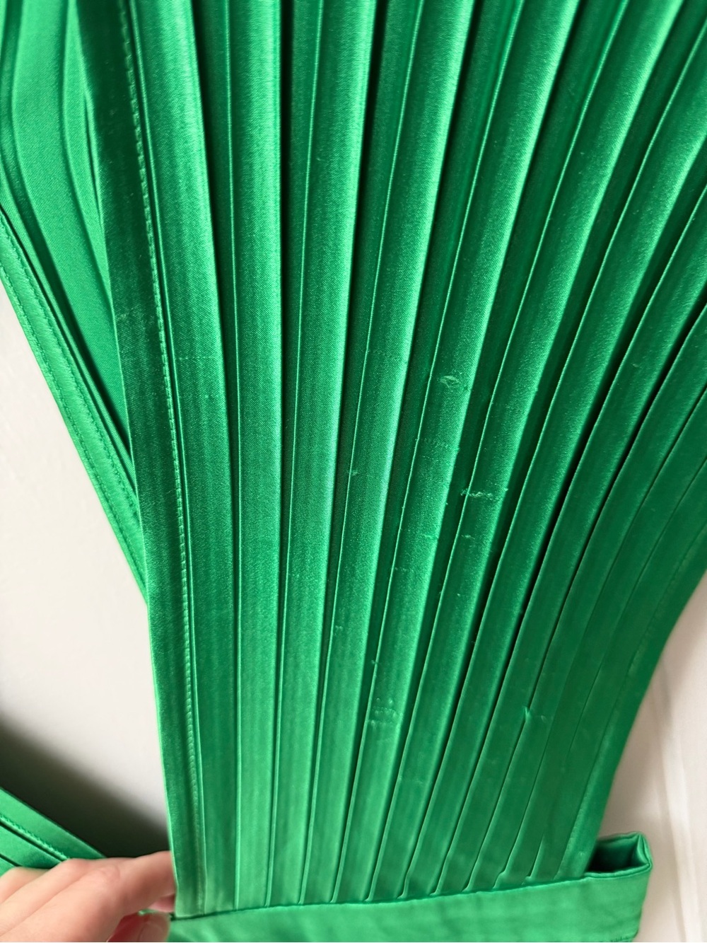 L’Idee Emerald Pleated Deep V-Neck Gown - Picture 5 of 6
